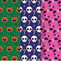 Set of Halloween seamless patterns vector