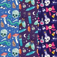 Flat design halloween patterns vector