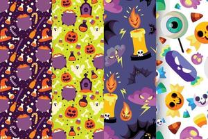 Set of four Halloween seamless patterns vector