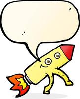 cartoon happy rocket with thought bubble vector