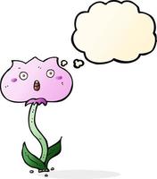 cartoon shocked flower with thought bubble vector