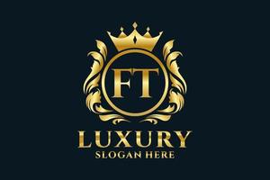 Initial FT Letter Royal Luxury Logo template in vector art for luxurious branding projects and other vector illustration.