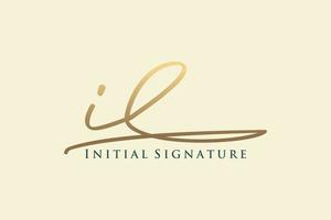 Initial IL Letter Signature Logo Template elegant design logo. Hand drawn Calligraphy lettering Vector illustration.