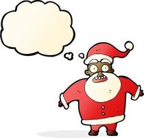 caricatura, sorprendido, santa claus, con, burbuja del pensamiento vector