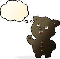 cartoon cute black bear cub with thought bubble vector