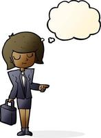 cartoon businesswoman pointing with thought bubble vector