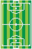 Pixel art with soccer field viewed from above. vector
