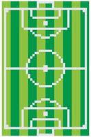 Pixel art with soccer field viewed from above. vector