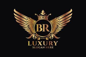 Luxury royal wing Letter BR crest Gold color Logo vector, Victory logo, crest logo, wing logo, vector logo template.