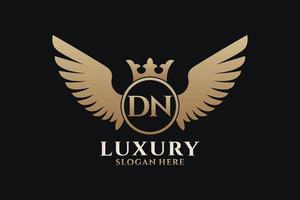 Luxury royal wing Letter DN crest Gold color Logo vector, Victory logo, crest logo, wing logo, vector logo template.