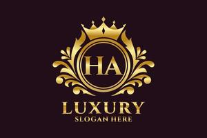 Initial HA Letter Royal Luxury Logo template in vector art for luxurious branding projects and other vector illustration.