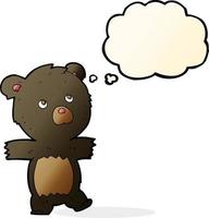 cartoon cute black bear with thought bubble vector