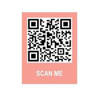 Scan me phone tag. Qrcode for mobile app. QR code for smartphone. Isolated illustration on white background. Vector illustration.