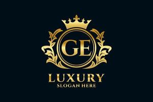 Initial GE Letter Royal Luxury Logo template in vector art for luxurious branding projects and other vector illustration.