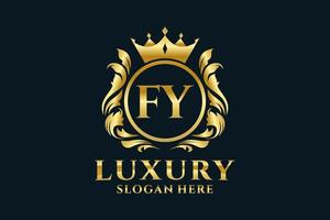 Initial FY Letter Royal Luxury Logo template in vector art for luxurious branding projects and other vector illustration.