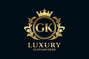 Initial GK Letter Royal Luxury Logo template in vector art for luxurious branding projects and other vector illustration.