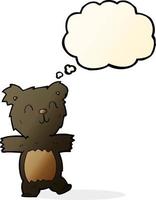cartoon cute black bear cub with thought bubble vector