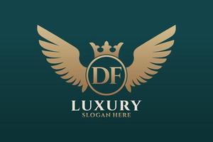 Luxury royal wing Letter DF crest Gold color Logo vector, Victory logo, crest logo, wing logo, vector logo template.