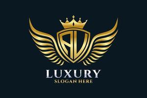 Luxury royal wing Letter AU crest Gold color Logo vector, Victory logo, crest logo, wing logo, vector logo template.