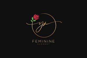 initial YR Feminine logo beauty monogram and elegant logo design, handwriting logo of initial signature, wedding, fashion, floral and botanical with creative template. vector