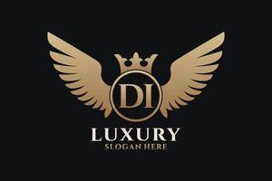 Luxury royal wing Letter DI crest Gold color Logo vector, Victory logo, crest logo, wing logo, vector logo template.