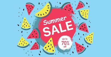 Summer sale, Watermelon slice hand drawn illustration. vector