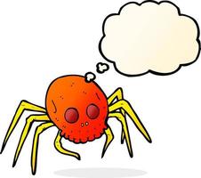 cartoon spooky halloween skull spider with thought bubble vector