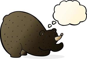 cartoon stretching black bear with thought bubble vector