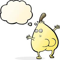 a nice pear cartoon with thought bubble vector