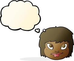 cartoon female face with thought bubble vector