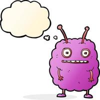 cartoon funny alien monster with thought bubble vector