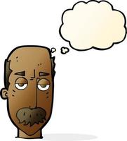 cartoon bored old man with thought bubble vector