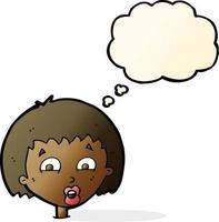 cartoon shocked expression  with thought bubble vector