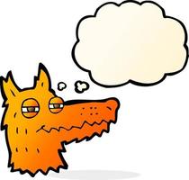 cartoon smug fox face with thought bubble vector