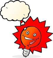 happy flashing red light bulb cartoon  with thought bubble vector