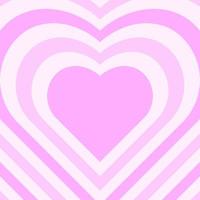 fondo de corazones estéticos rosas. rayas concéntricas en forma de corazón en estilo retro groovy. diseño de superficie romántico de niña. vector