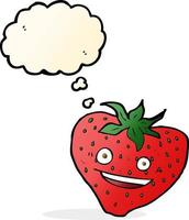 cartoon strawberry with thought bubble vector