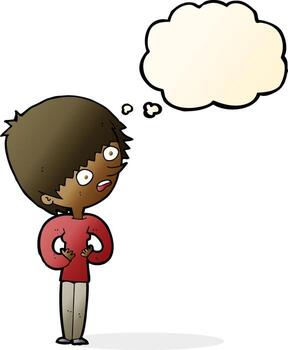 caricatura, sorprendido, mujer, con, burbuja del pensamiento vector