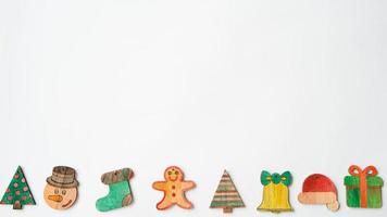 Christmas pattern with christmas trees, gift, snowman, sock, santa hat photo