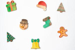 Christmas pattern with christmas trees, gift, snowman, sock, santa hat photo