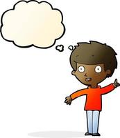cartoon boy with idea with thought bubble vector