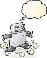 cartoon running robot with thought bubble vector