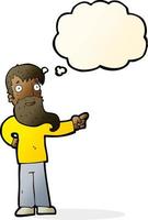 cartoon man with beard pointing with thought bubble vector