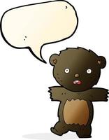 cartoon shocked black bear cub with thought bubble vector