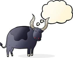 cartoon ox with thought bubble vector