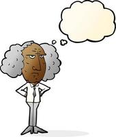 cartoon big hair lecturer man with thought bubble vector