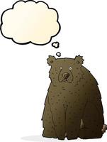 caricatura, divertido, oso negro, con, burbuja del pensamiento vector