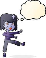 cartoon undead girl with thought bubble vector