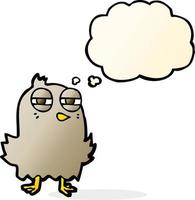 funny cartoon bird with thought bubble vector