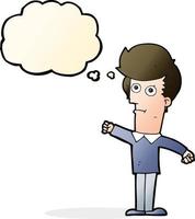 cartoon man punching with thought bubble vector